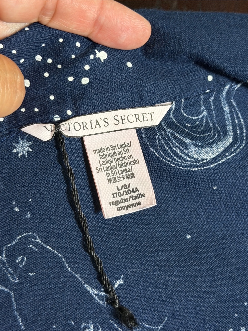 Victoria's Secret LARGE Navy Blue Celestial Pegasus Long Sleeve Sleep Shirt - Picture 5 of 8